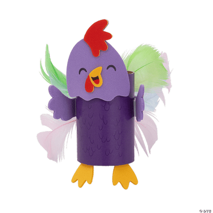 Purple tube chicken with a red comb on a transparent background