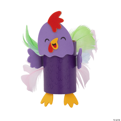 Purple tube chicken with a red comb on a transparent background