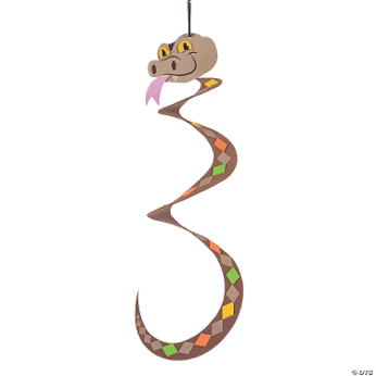 Spiral  snake with a colorful pattern on a transparent background