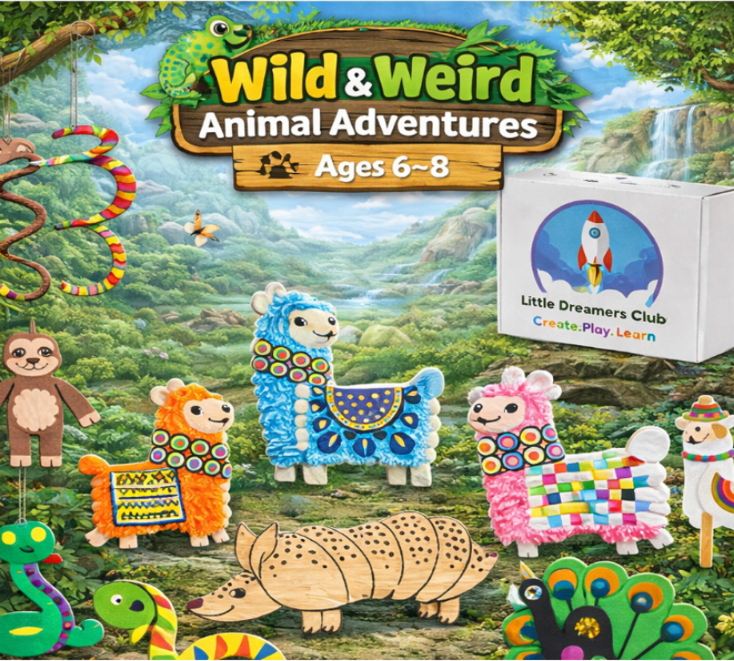 The Wild & Weird Animals Craft Box, Ages 6 - 8 - Little Dreamers Club