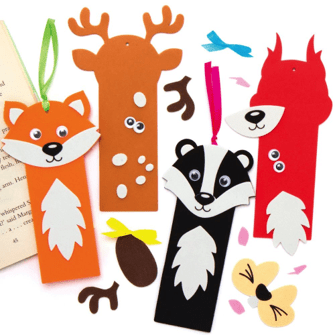 Animal-themed bookmarks on a white background
