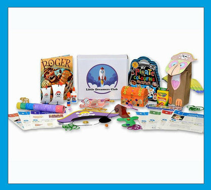 Picture of Crafts in the Pirate Adventure Craft Box Ages 3-5.